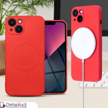 Švelnus silikoninis dėklas su magsafe - raudonas (telefonui Apple Iphone 13 Mini)